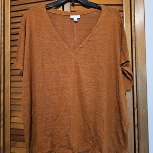 J. Jill Burnt Orange V-Neck Short Sleeve Top